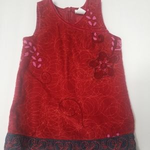 togo girls 12 Months red Corduroy Flowers Rompers